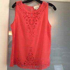 Cynthia Rowley Coral Silk Sleeveless Top